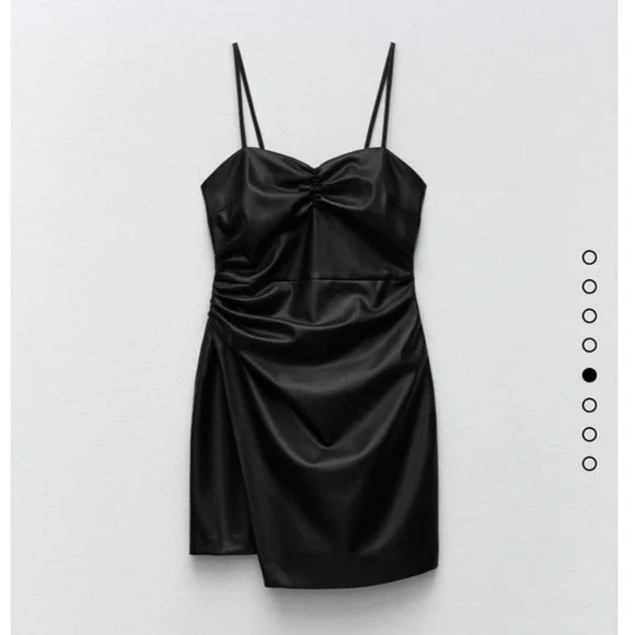 zara leather slip dress ZARA Black Faux Leather Slip Dress Small